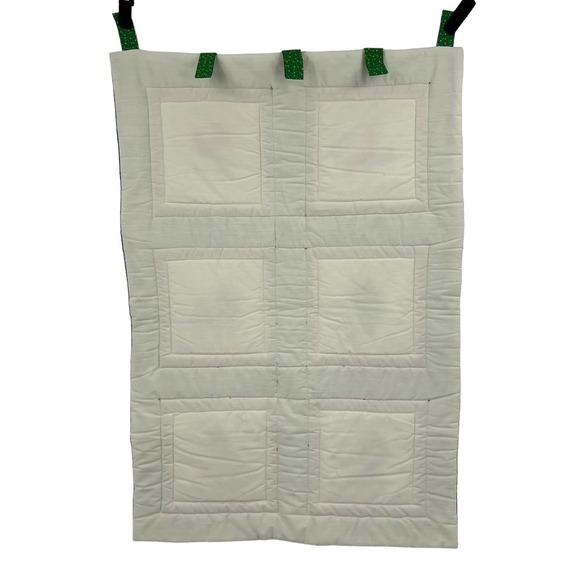 Vintage Handmade Square Quilt Christmas Sleigh Santa Reindeer Poinsettia - Picture 2 of 9